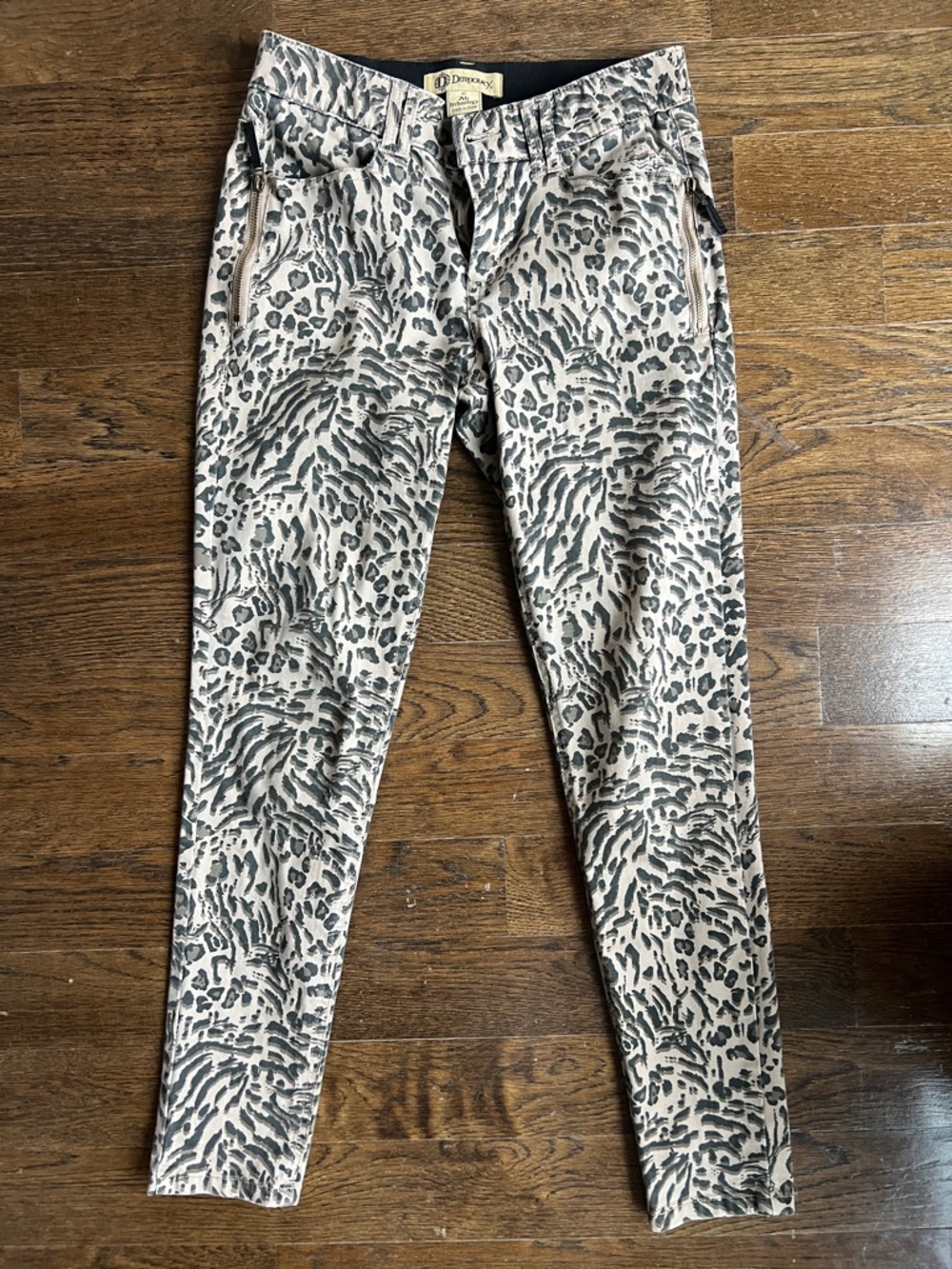 Democracy Beige and Black Leopard Skinny Jeans